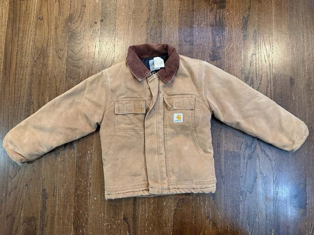 Vintage Carhartt CQ6006 Quilted Lined Duck Chore Jacket Size Youth Small